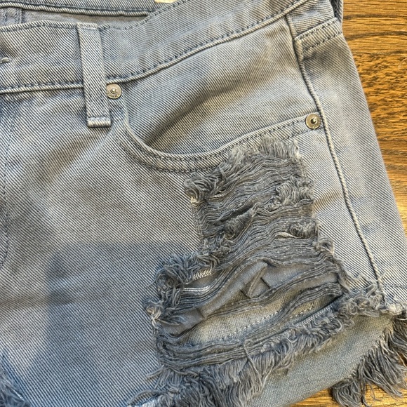 Pistola Women's Frayed Hem Jean Shorts in Blue - Picture 2 of 5
